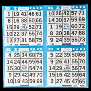   Bingo Supplies Bingo Paper   4 on Die Cut Blue Cards 