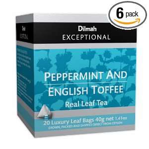 Dilmah Exceptional Leaf Peppermint & English Toffee, 20 Tea Bags,1.41 