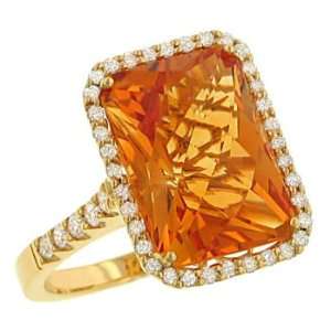    Faceted Citrine(7.25ct) & Pave Diamond(.48ct) Ring Jewelry