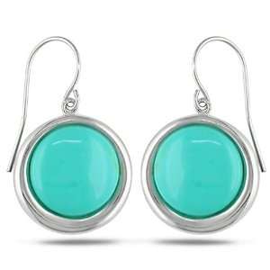    Sterling Silver Cabochon Turquoise Fish Hook Earrings Jewelry