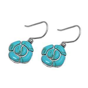   Sterling Silver Earrings Turquoise Plumeria Fish Wire Earring Jewelry