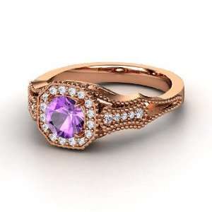  Melissa Ring, Round Amethyst 14K Rose Gold Ring with 