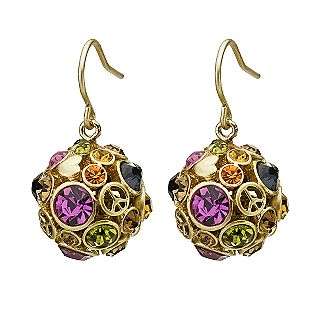 Multi Color Rainbow Fireball Drop Earring in Goldtone  Relic Jewelry 