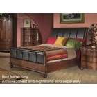 Alpine Furniture Queen Size Sleigh Bed with Leather Upholstered Design 