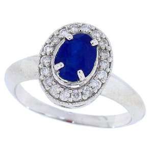  1.00ct Pave Set Diamond Genuine Sapphire Ring in 14Kt 
