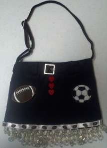   BLACK DENIM Sport Football Soccer Skirt Child Kid Fringe Handbag Purse