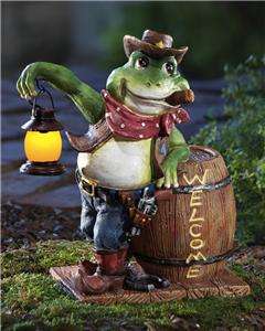 Country Western Cowboy Solar Lighted Welcome Frog New  