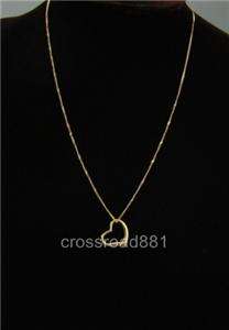 18K Solid Yellow Gold Heart Necklace Great  