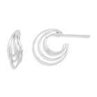 VistaBella Multi Color Stone Silver Tone Open Solid Hoop Earrings