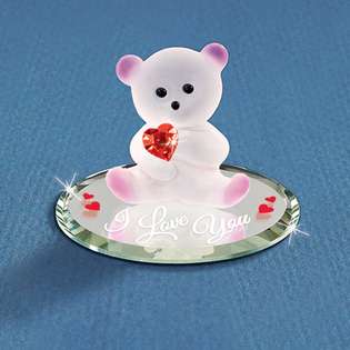 Goldia Glass Baron Bear Red Crystal Heart Glass Figurine from  