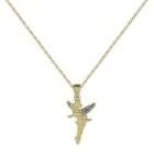 Disney 10k Yellow Gold Tinkerbell Pendant Accented with Fairy Dust 