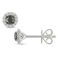 50 cttw Black and White Diamond Earrings in 14k White Gold at 
