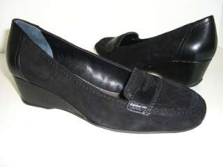EASY SPIRIT Womens Shoes Black Suede Loafers Size 6.5W  