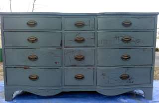 12 Drawer Dresser Oversized Dresser Distressed Crackle Finish  