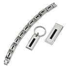  Gift Stainless Steel Enameled Bracelet, Money Clip and Key Chain Set