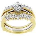 Goodin Gold Tone Clear Cubic Zirconia Bridal Ring Set   Size 6