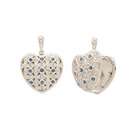 JewelryCastle 14K White Gold Sapphire and Diamond Heart Locket