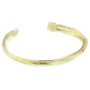   Thin Wire With Square Beads 18k Gold Plated Cuff Bracelet Jewelry