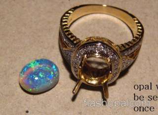 LARGE High Dome SOLID Black OPAL DIAMOND RING 14k GOLD  Layaway 