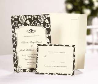 100)Elegant Brown Floral DIY Wedding Invitation Kit  