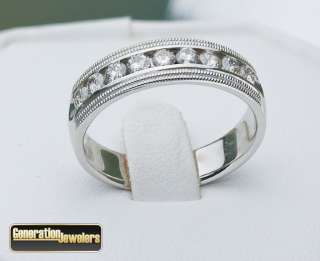 Perfect Mens 14K white gold diamond .5 ct wedding band size 10  