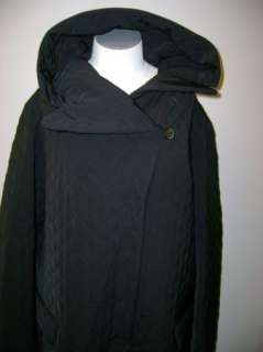 Jane Post Quilted Hooded Coat Black 1X NWT $445  