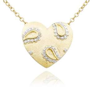   Gold Plated Sterling Silver Diamond Accent Heart Pendant, 18 Jewelry