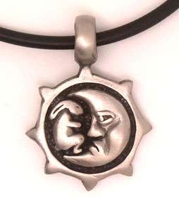 Pewter pendant of Hare and Crescent Moon face. Come as Choices of Key 
