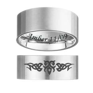 Jewelry Mens Stainless Steel Engraved Wide Tribal Band   Personalized 