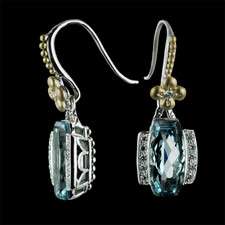   Topaz and Diamonds sterling silver 18kt yellow gold earrings  