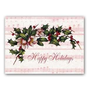 Holiday Music with Holly and Winter Roses   5 x 7 Vellum Overlay 