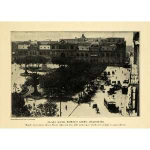  1914 Print Plaza Mayo Buenos Aires Argentina Cathedral 