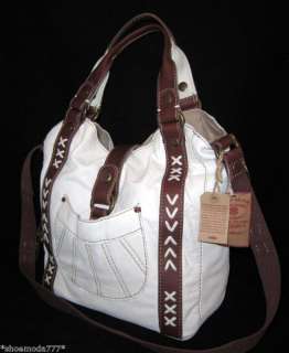 Lucky Brand 1968 Leather Tote Bag Messenger Sac White  