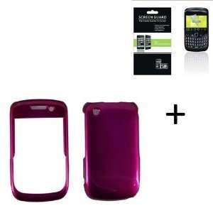   Rose Pink Protector Case + Screen Protector for Blackberry 8520 Curve