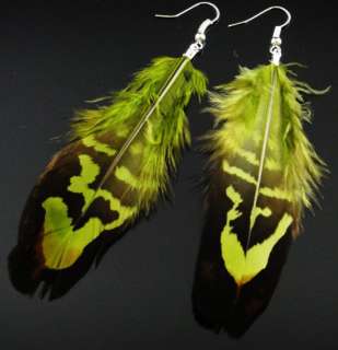   Stylish Manual Long Natural Feather Earrings 33b 106 A1128  