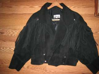 Vintage 80s Womens Black Suede Cropped Biker Jacket Size M  