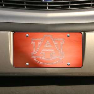  NCAA Auburn Tigers Orange Bling Mirrored License Plate 