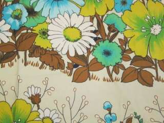   VINTAGE LARGE SCALE FLORAL COTTON DRILL CURTAIN FABRIC USED 1970S