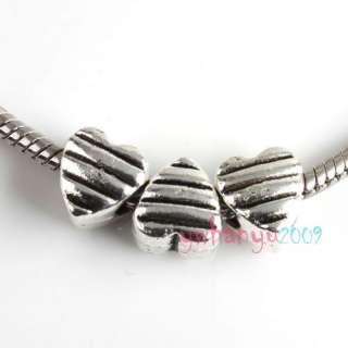 10pcs Tibet Silver Heart Charms Bead Fit Bracelet P2034  