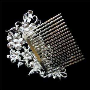 Flower Hair Comb Bridal Tiara Clear Swarovski Crystal  