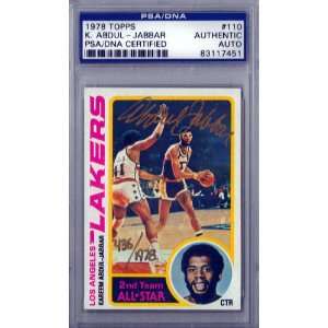  Kareem Abdul Jabbar Autographed 1978 Topps Card PSA/DNA 
