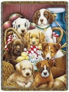 48x68 PUPPY Puppies Dog Tapestry Blanket Afghan Throw  
