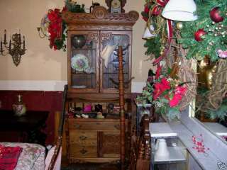 antique quartercut oak cylinder desk bookcase secretary  