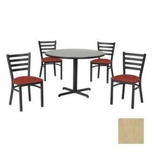 42 Round Table & Ladder Back Chair Set, Maple Fusion Laminate Table 