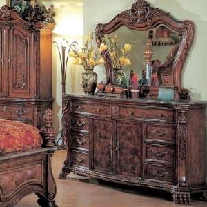   Dresser and MIrror Set in Dark Cherry and Ash Burl Furniture & Decor