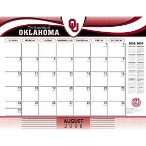 2008 2009 Oklahoma Sooners 22 x 17 Academic Desk Calendar (Aug 2008 