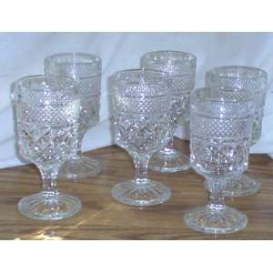  Patterned Glass Crystal Cordial/Wine Glasses (6) 