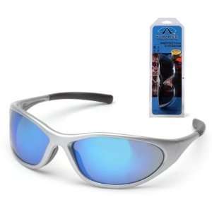 Pyramex Zone II Safety Eyewear   Ice Blue Mirror Lens, Silver Frame 