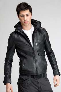 star Rektor Convertible Hooded Leather Jacket for men  