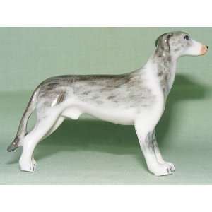  LUCHER Dog Grey/White Greyhound MINIATURE Figurine Stands 